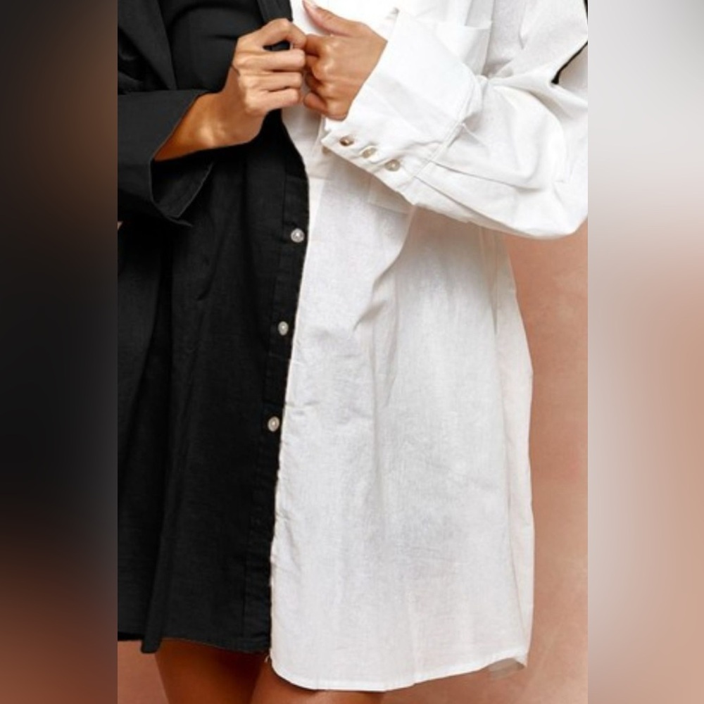 BiBi Oversized Color Block button down tunic - Picture 3 of 3